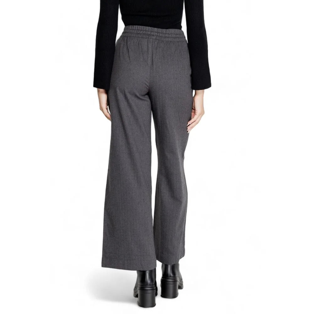 Jacqueline De Yong Gray Cotton Pant - Trousers