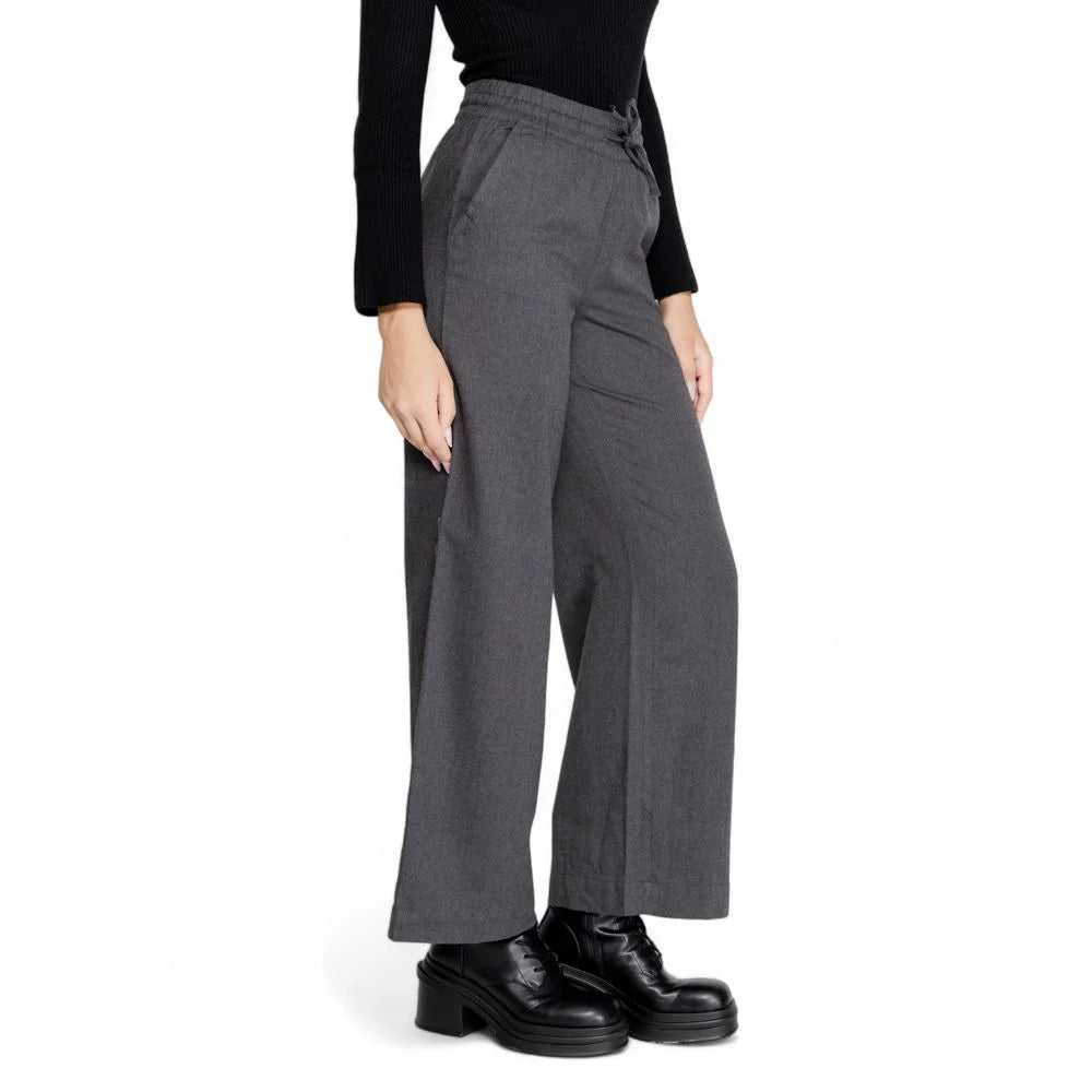 Jacqueline De Yong Gray Cotton Pant - Trousers