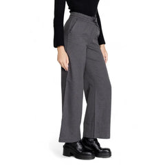 Jacqueline De Yong Gray Cotton Pant - Trousers