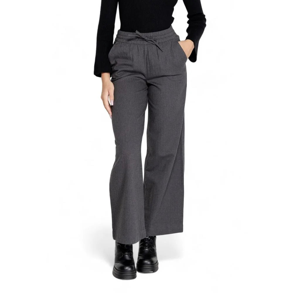 Jacqueline De Yong Gray Cotton Pant - Trousers