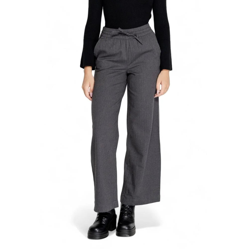 Jacqueline De Yong Gray Cotton Pant - Trousers