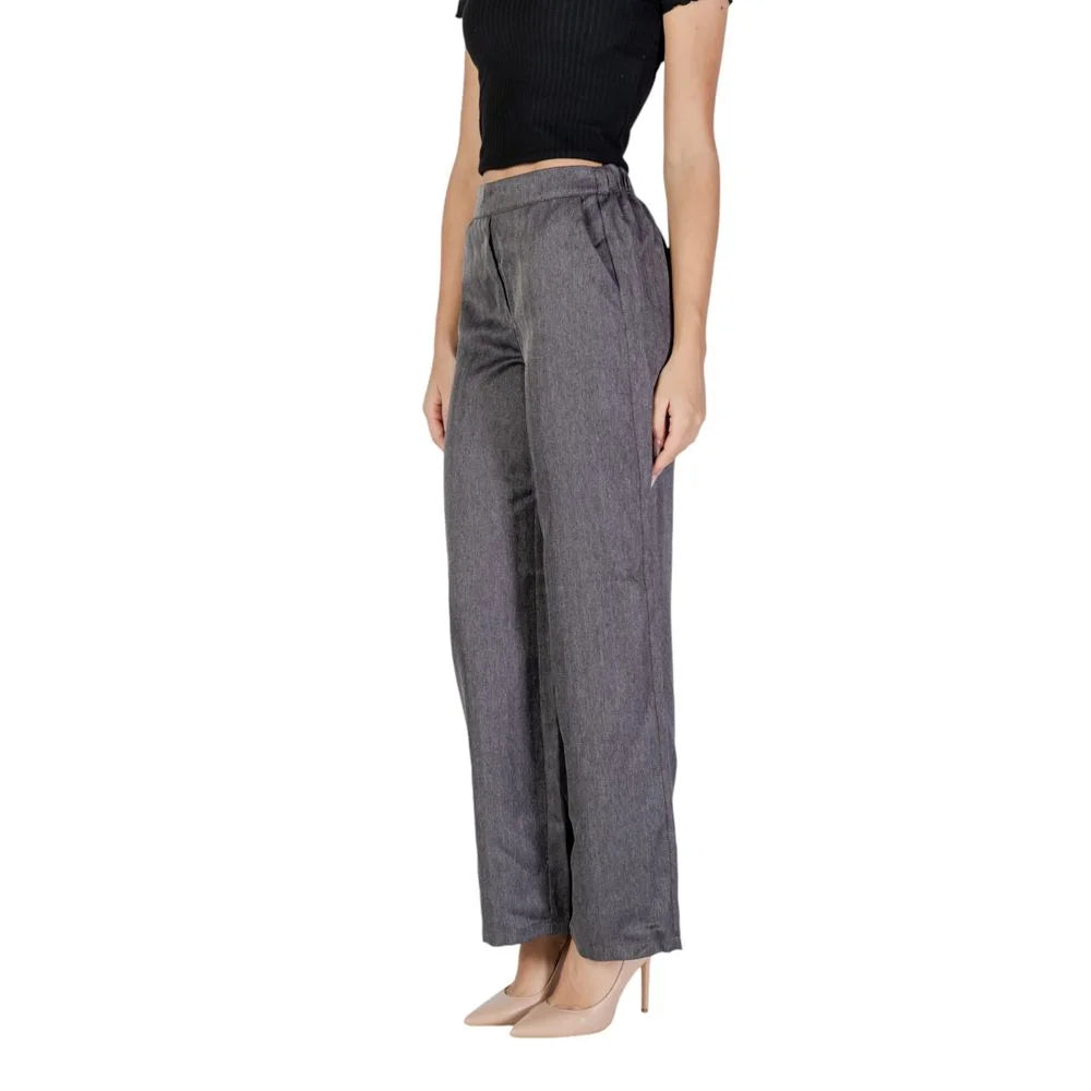 Jacqueline De Yong Gray Polyester Pant - Trousers