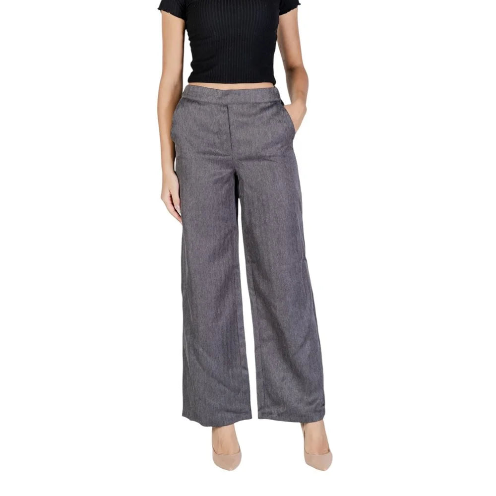 Jacqueline De Yong Gray Polyester Pant - Trousers