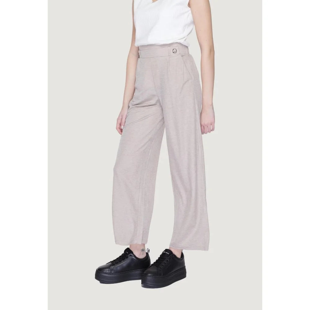 Jacqueline De Yong Gray Viscose Pant - Trousers