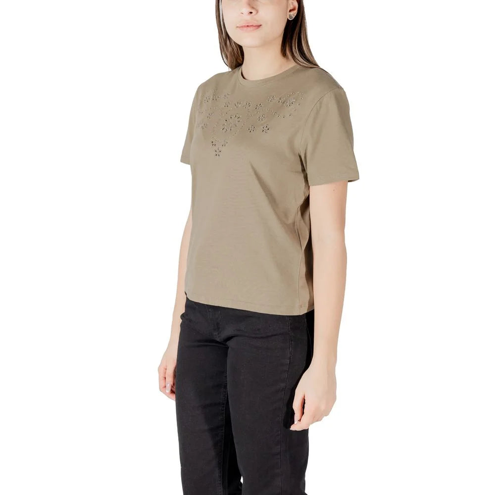 Jacqueline De Yong Green Cotton T-Shirt - IT42|M - T-Shirts