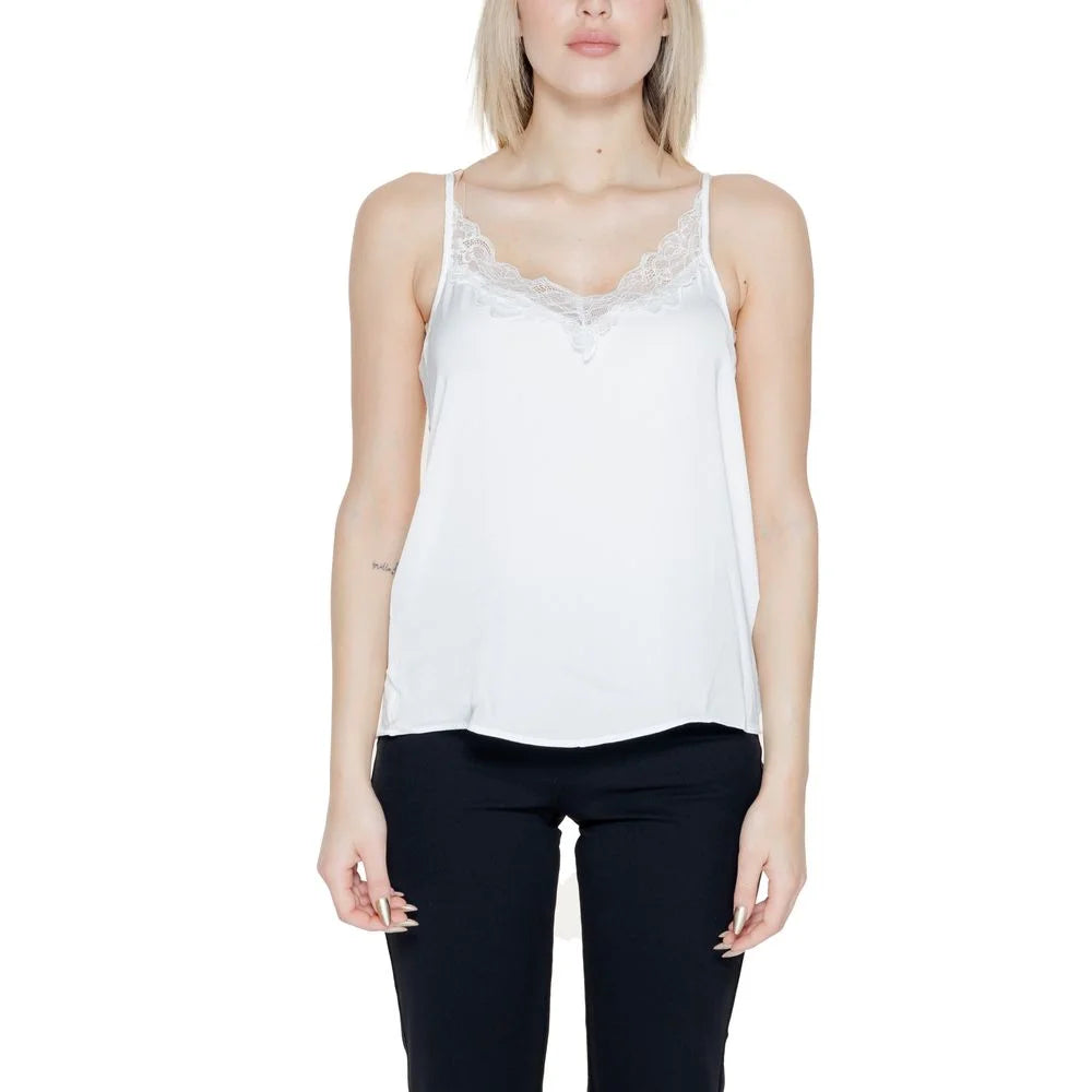 Jacqueline De Yong White Polyester Tank Top - Tank Tops