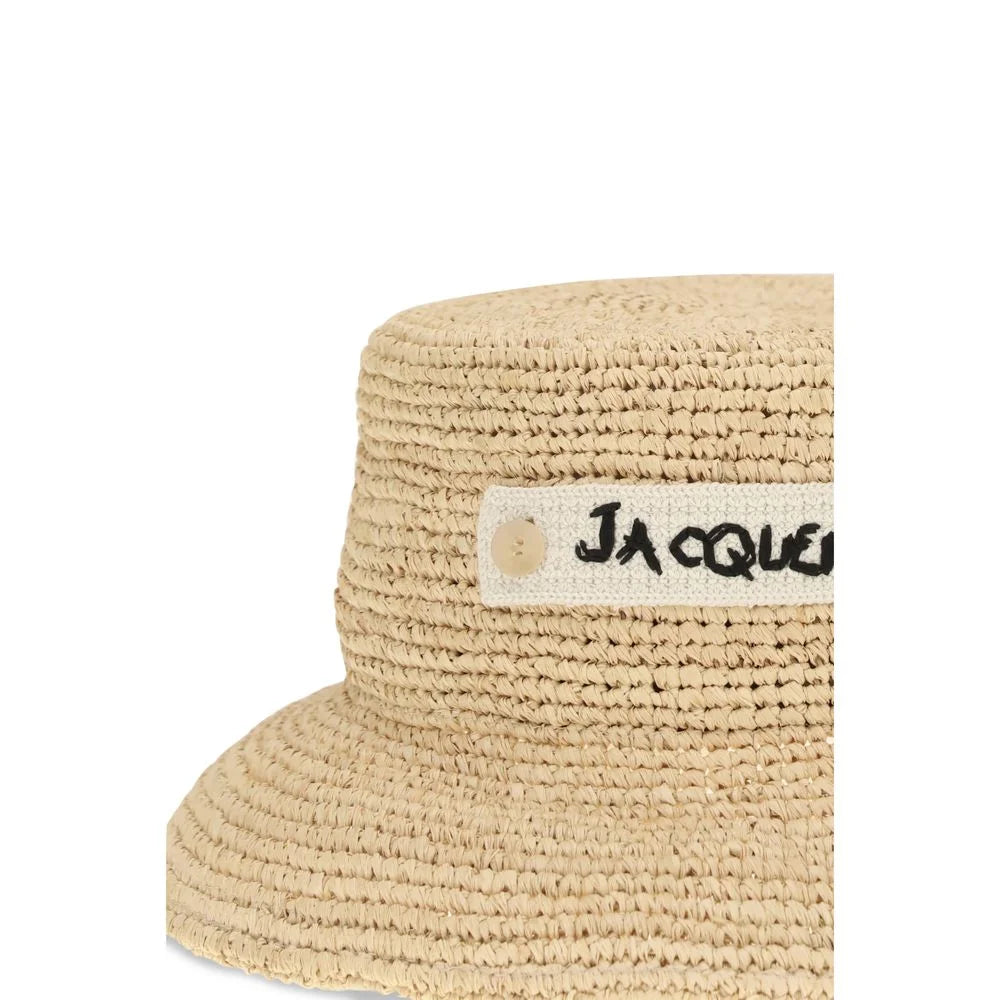 Jacquemus Beige Raffia Bucket Hat - 58 cm|M