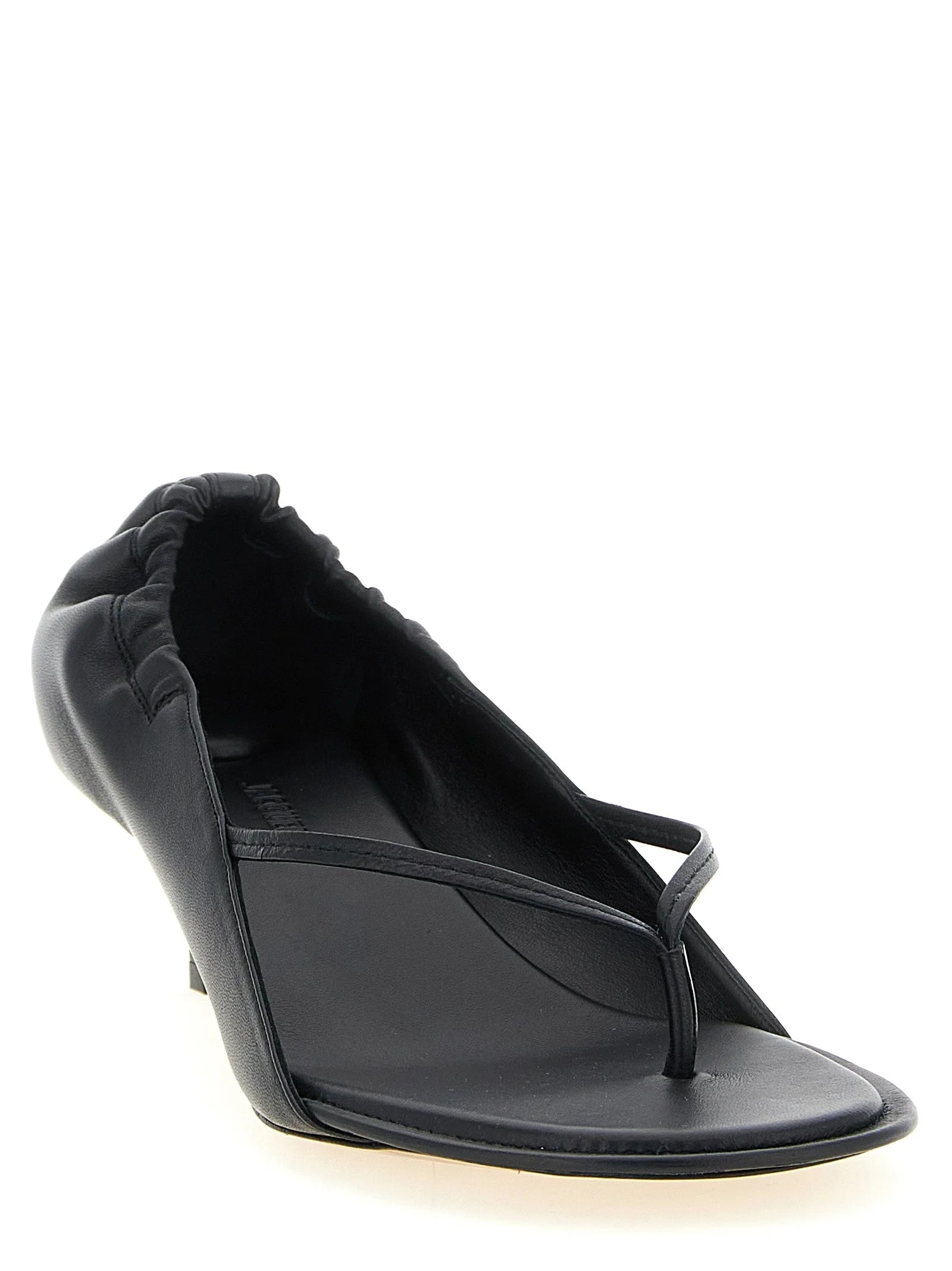 Jacquemus Black Lamb Leather Flat Sandals