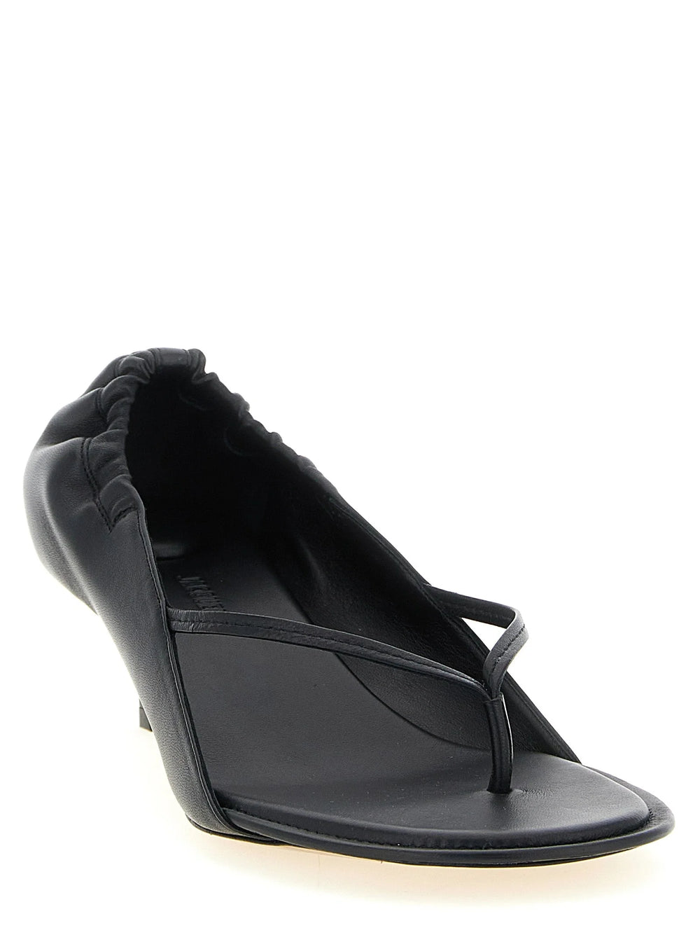 Jacquemus Black Lamb Leather Flat Sandals