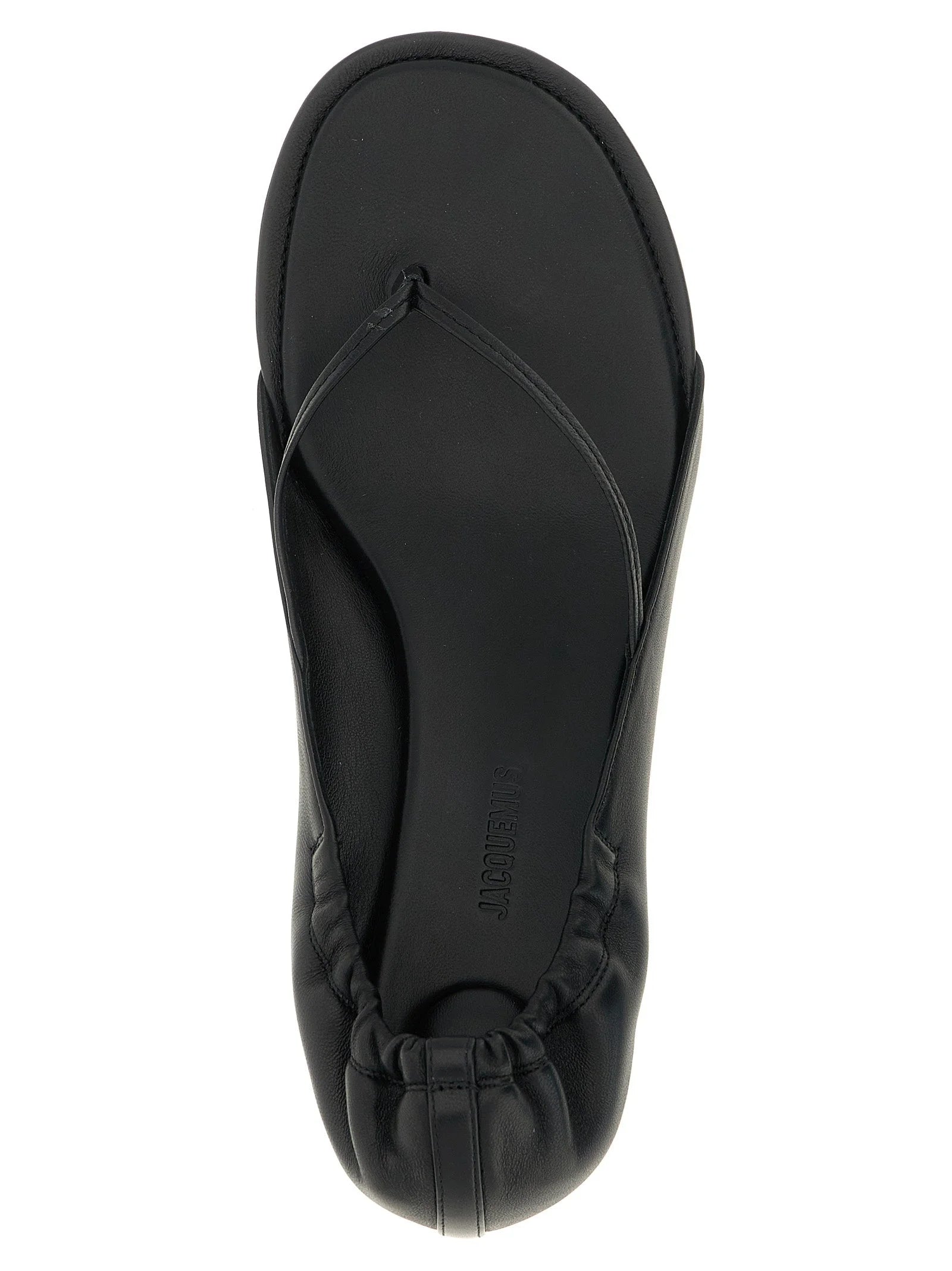 Jacquemus Black Lamb Leather Flat Sandals