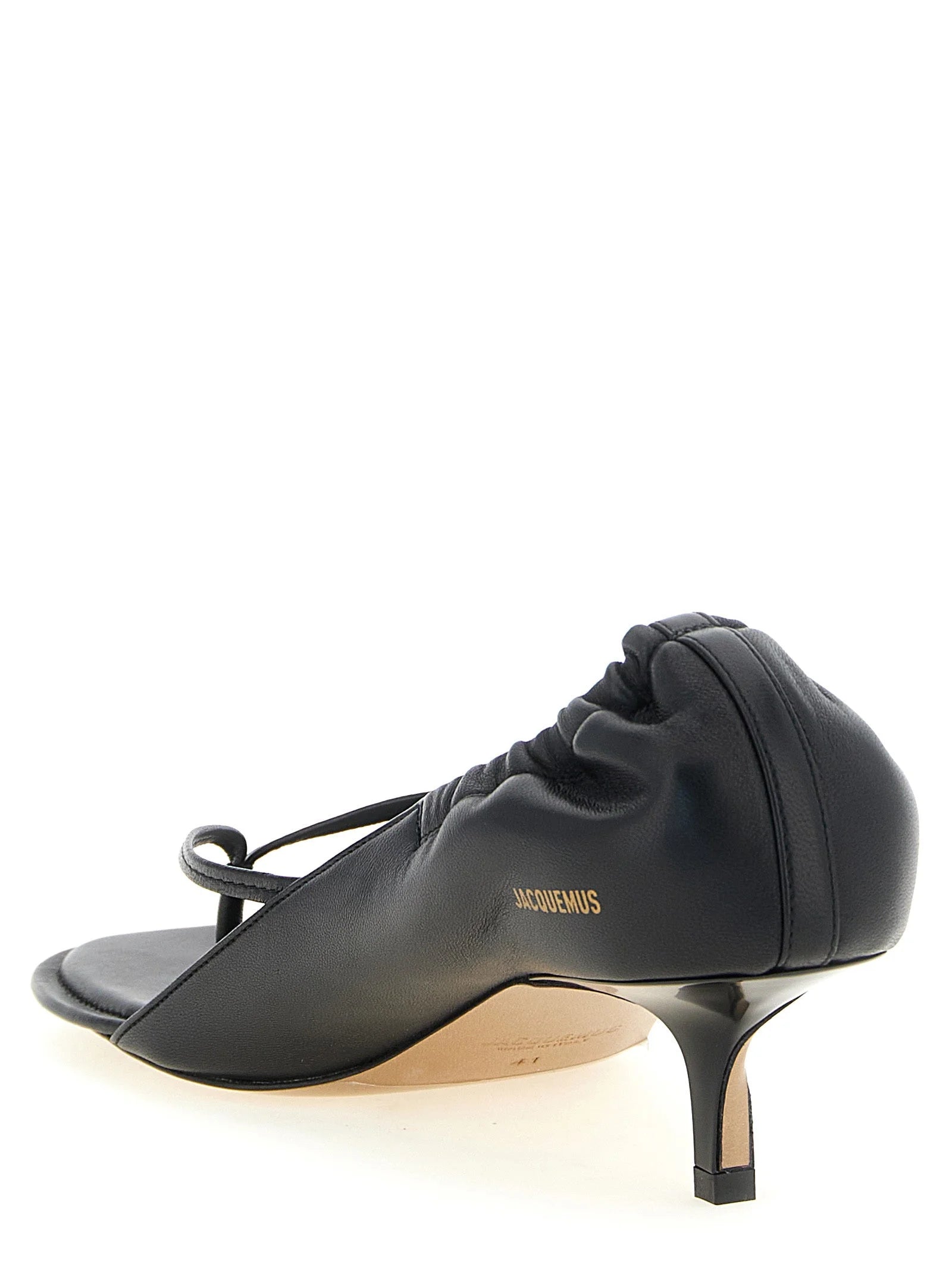 Jacquemus Black Lamb Leather Flat Sandals - EU40/US10