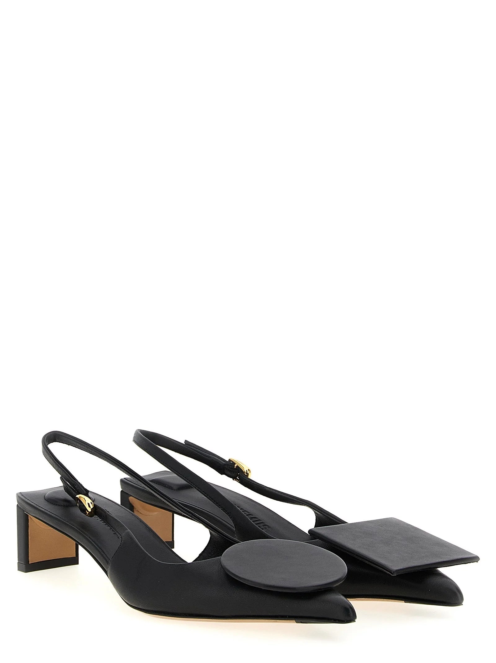 Jacquemus Black Lamb Leather Mid Heel Pumps
