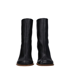 Jacquemus Black Leather Ankle Boots - EU39/US9