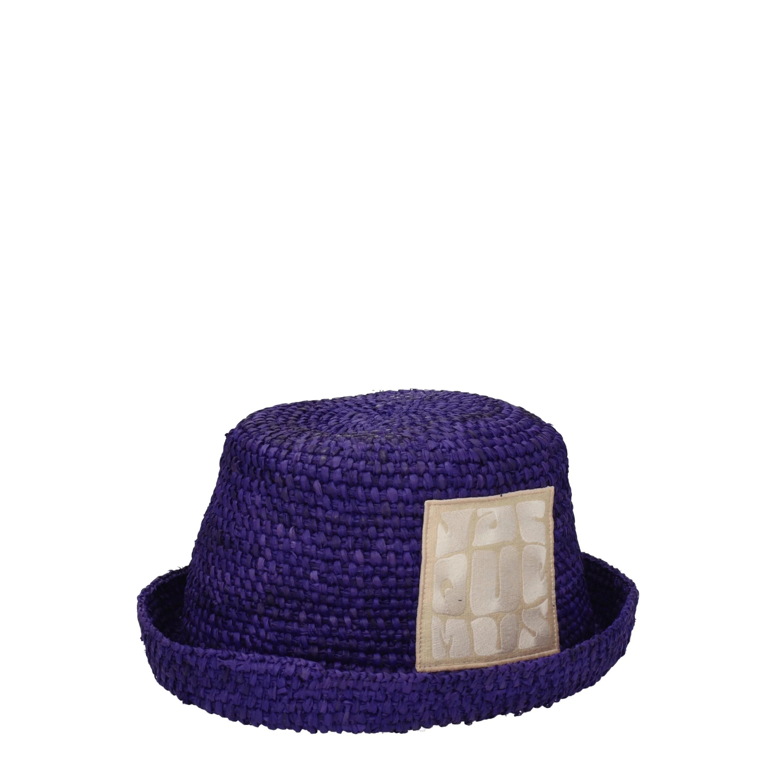 Jacquemus Purple Raffia Hats