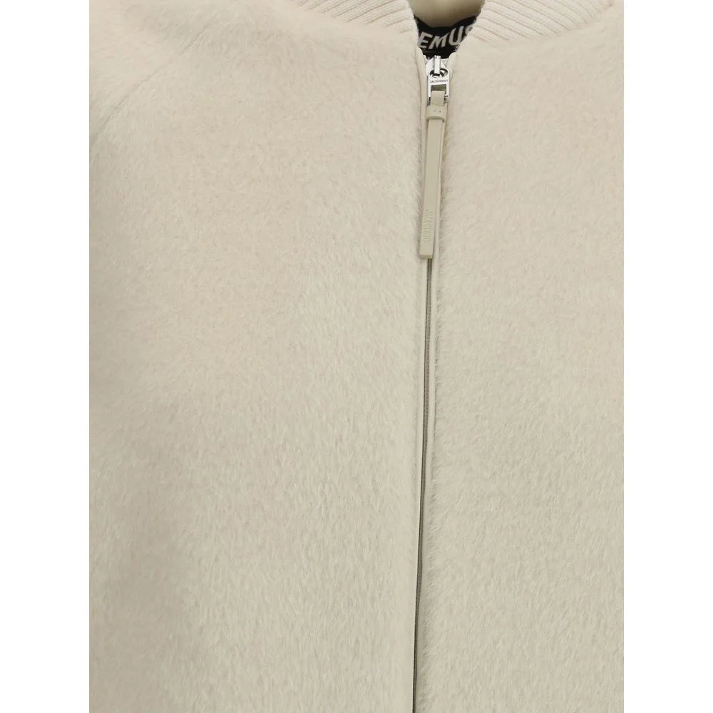 Jacquemus The Le Blouson Pilu Jacket in white alpaca Wool - IT38 | S - Bomber Jackets