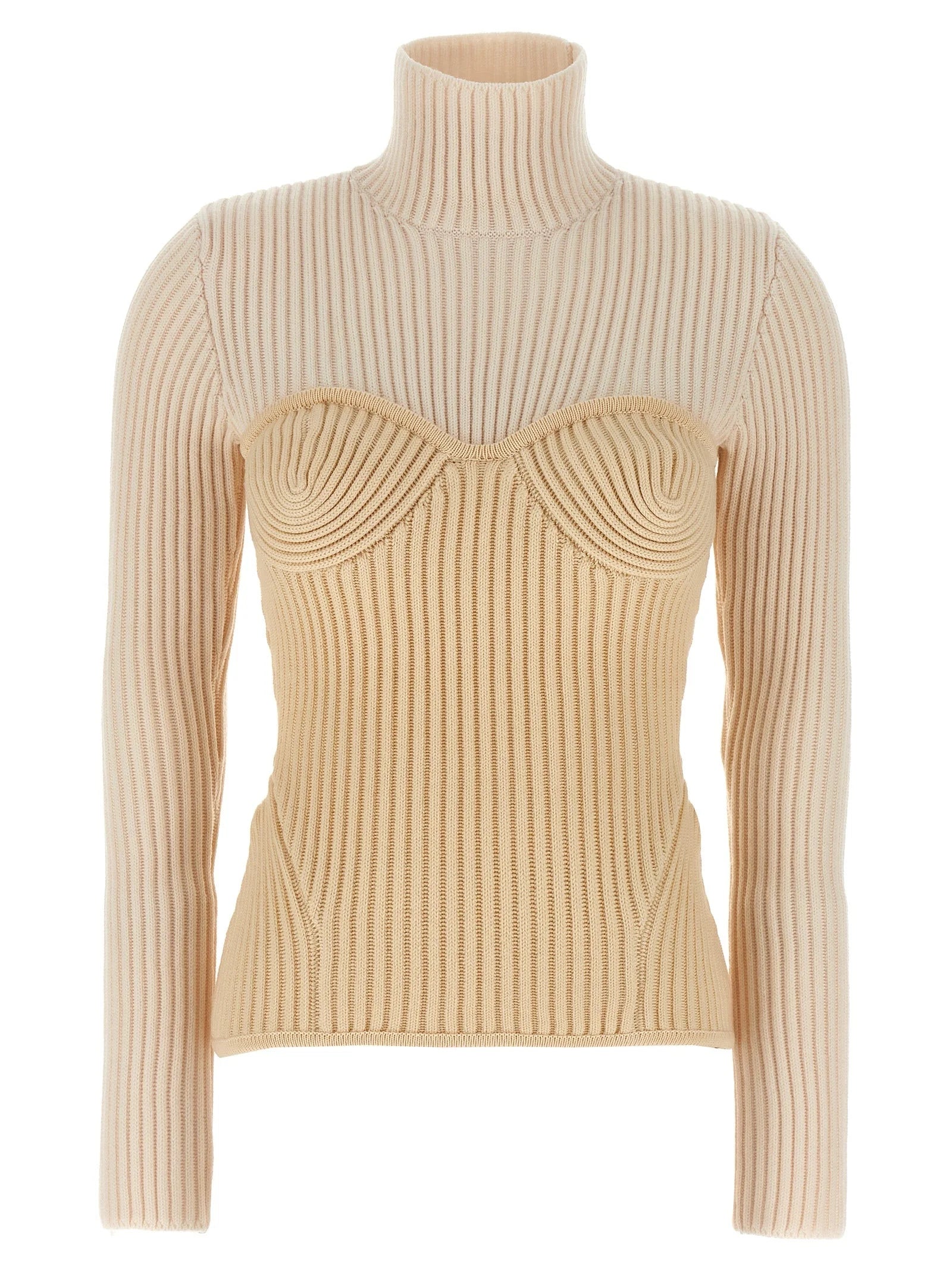 Jean Paul Gaultier Beige Merino Wool Cardigan - S