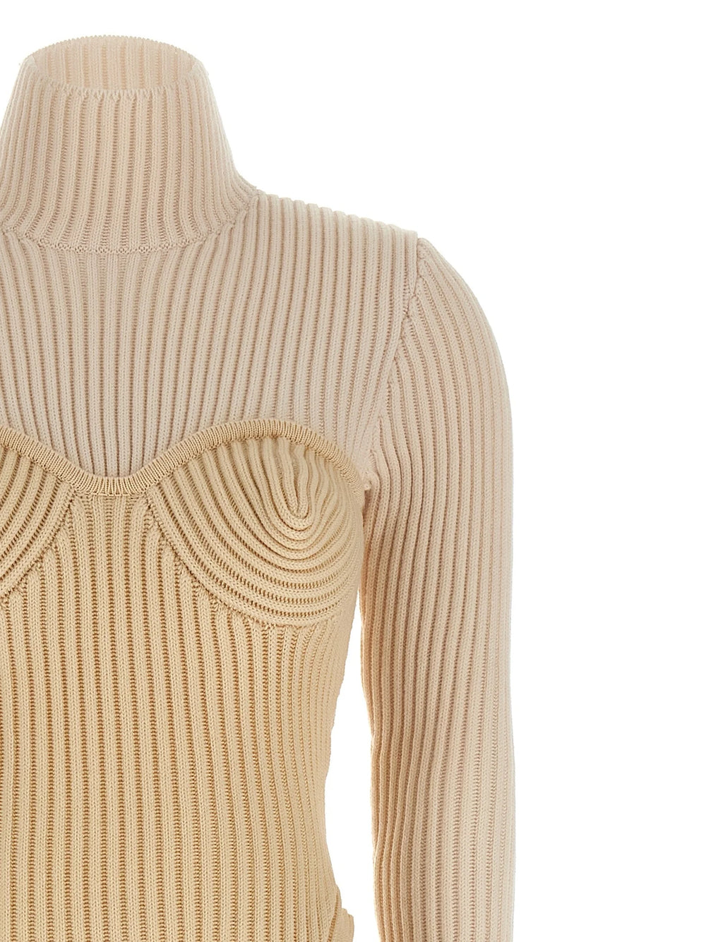Jean Paul Gaultier Beige Merino Wool Long Dress - XS