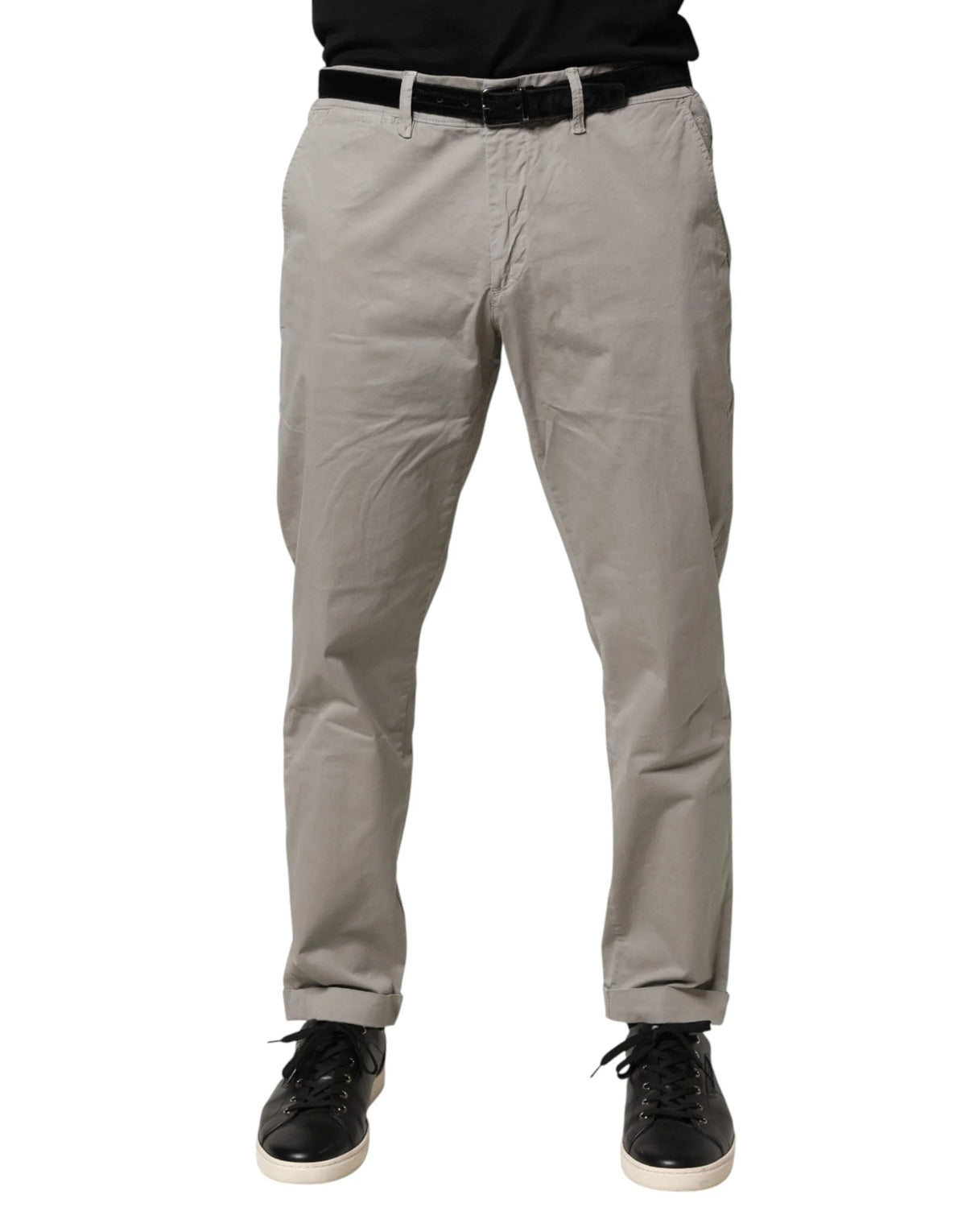 Jeckerson Gray Cotton Stretch Tapered Fit Men Chino Trouser Pants - W38