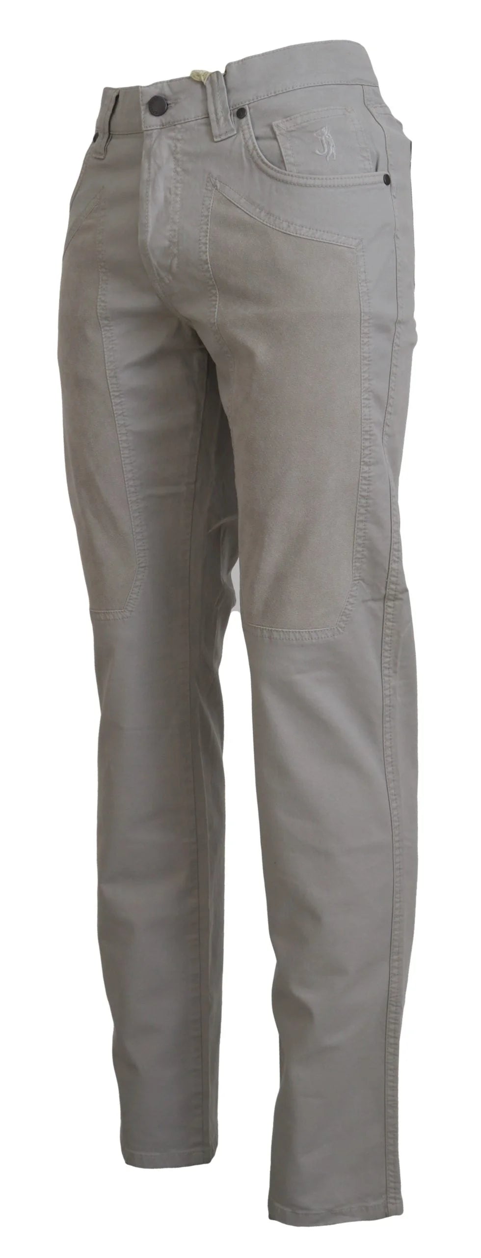 Jeckerson Gray Cotton Tapered Men Casual Pants - W36 - Trousers