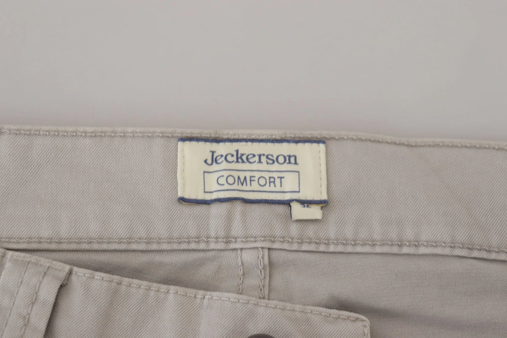Jeckerson Gray Cotton Tapered Men Casual Pants - W36 - Trousers