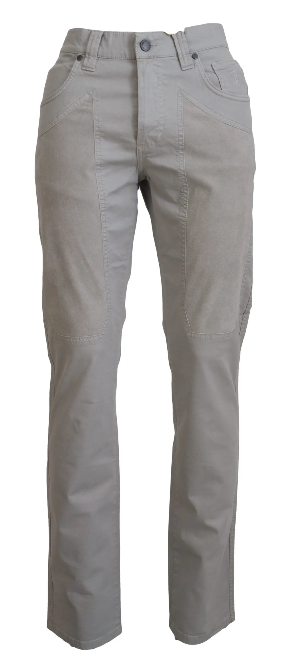 Jeckerson Gray Cotton Tapered Men Casual Pants - W36 - Trousers
