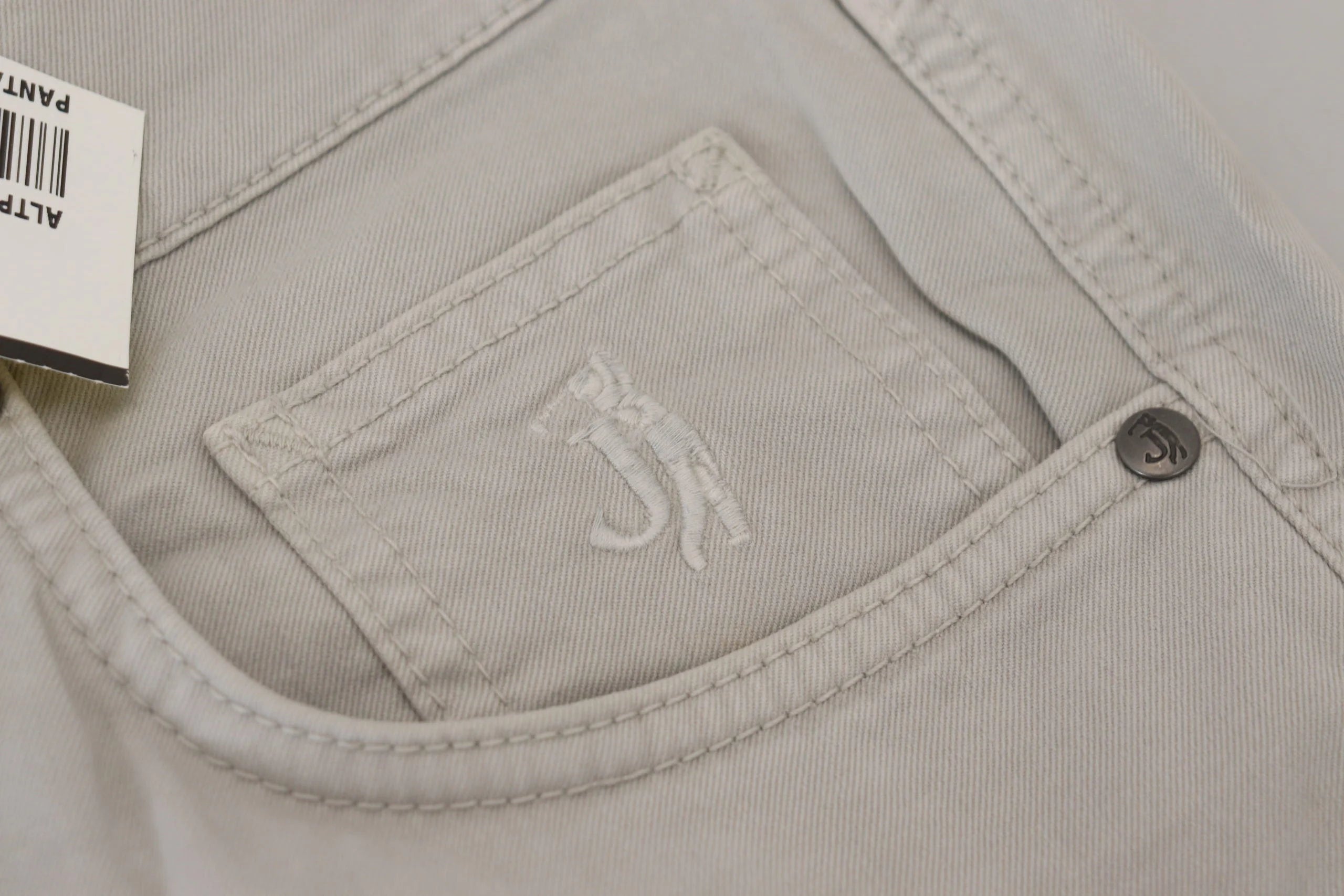 Jeckerson Gray Cotton Tapered Men Casual Pants - W36 - Trousers