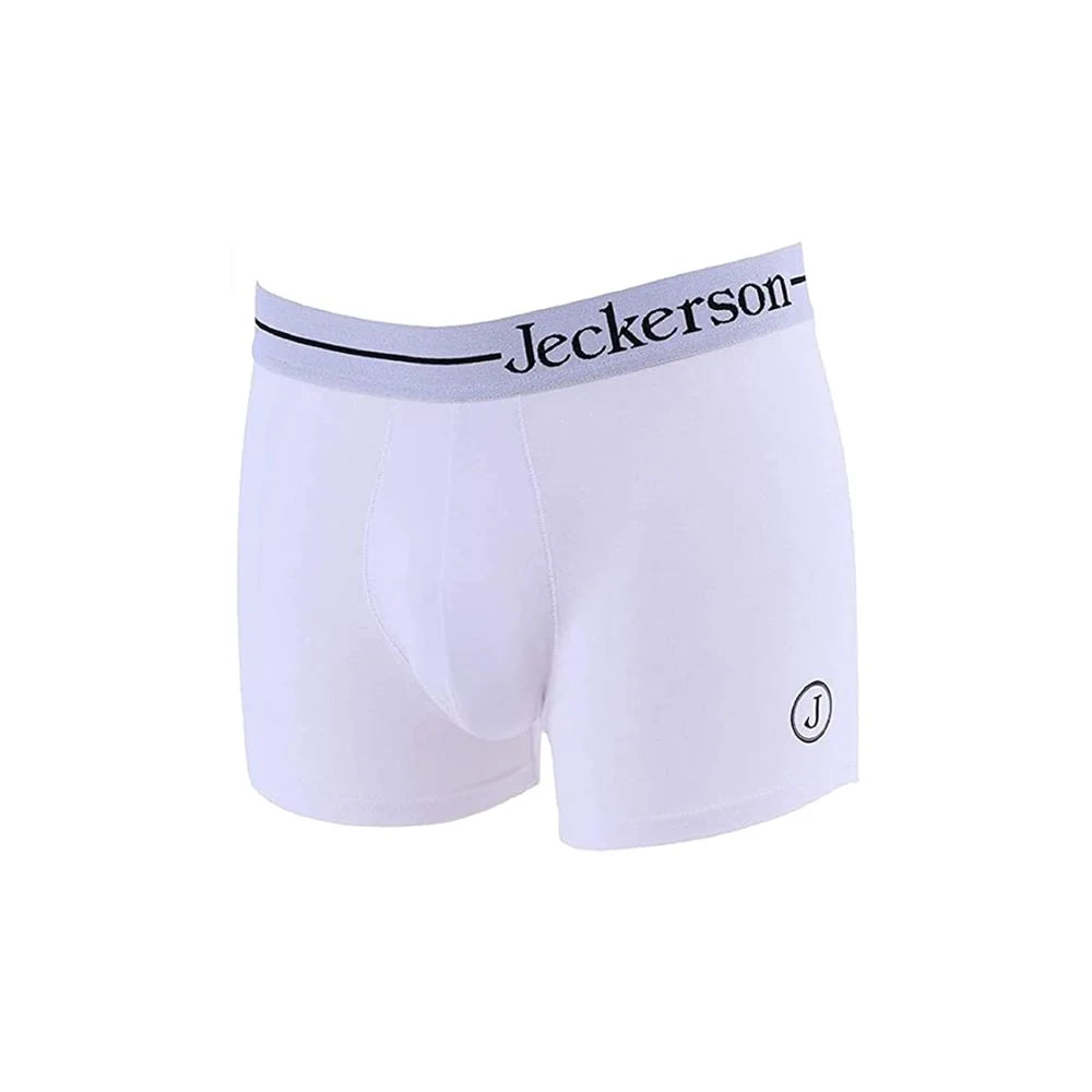 Jeckerson White Cotton Men’s Boxer Underwear - Boxer Briefs