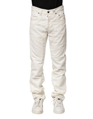 Jeckerson White Cotton Stretch Straight Fit Men Denim Jeans - W30 - Jeans