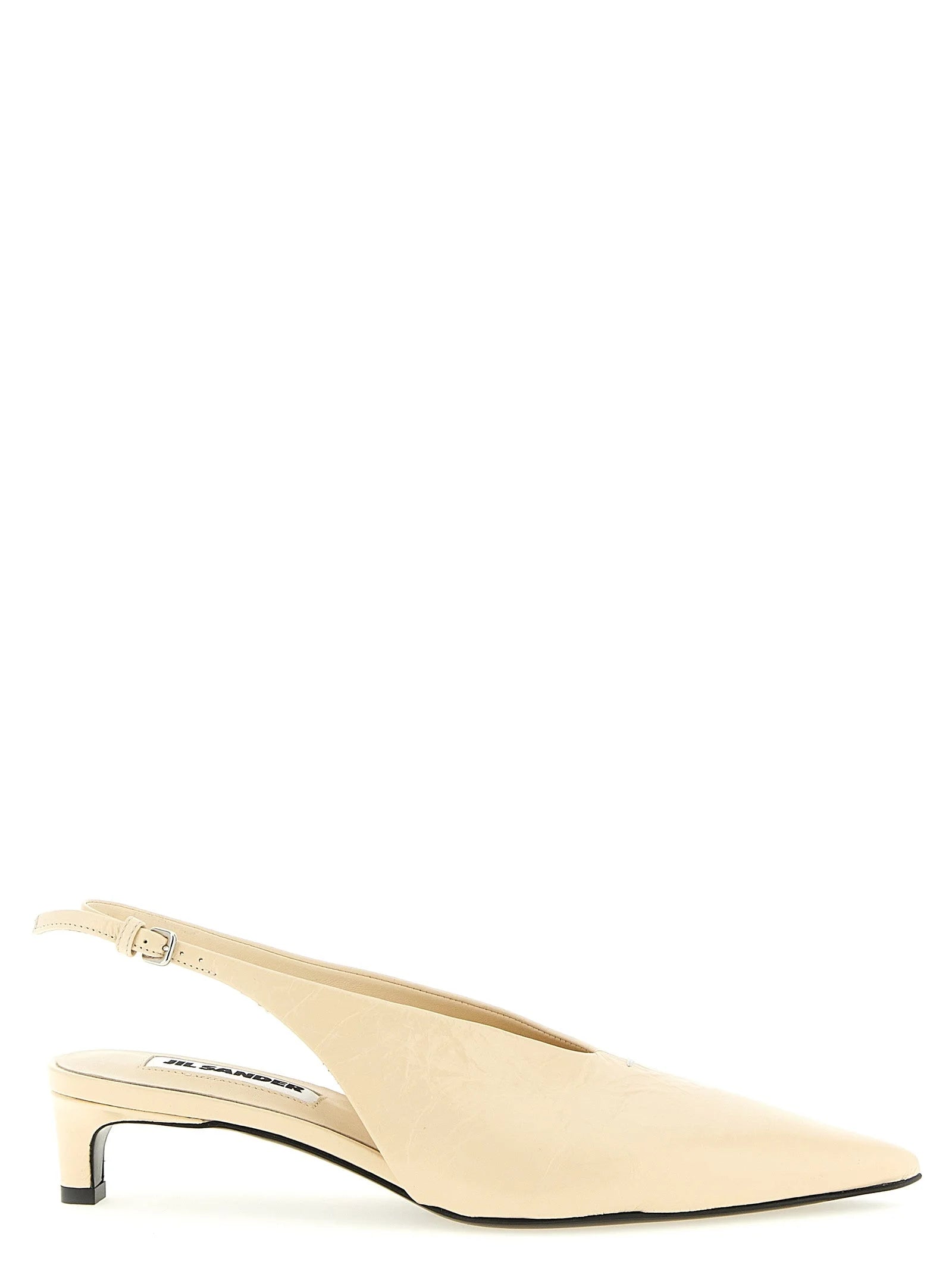 Jil Sander Beige Calfskin Mid Heel Pumps
