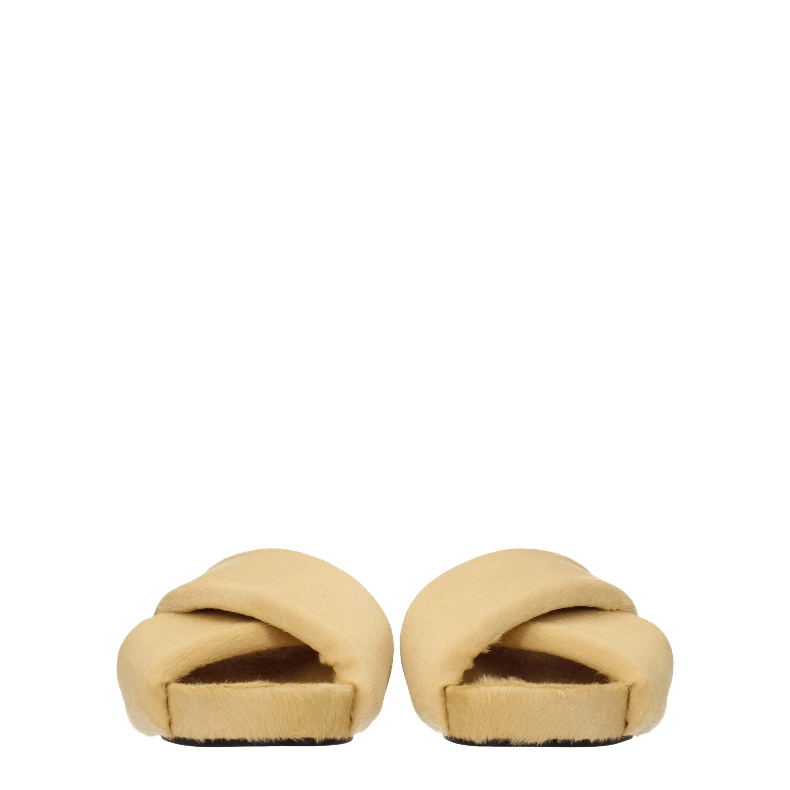 Jil Sander Beige Horsehair Slippers Sandals