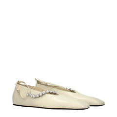 Jil Sander Μπεζ Δερμάτινα Μπαλαρίνα