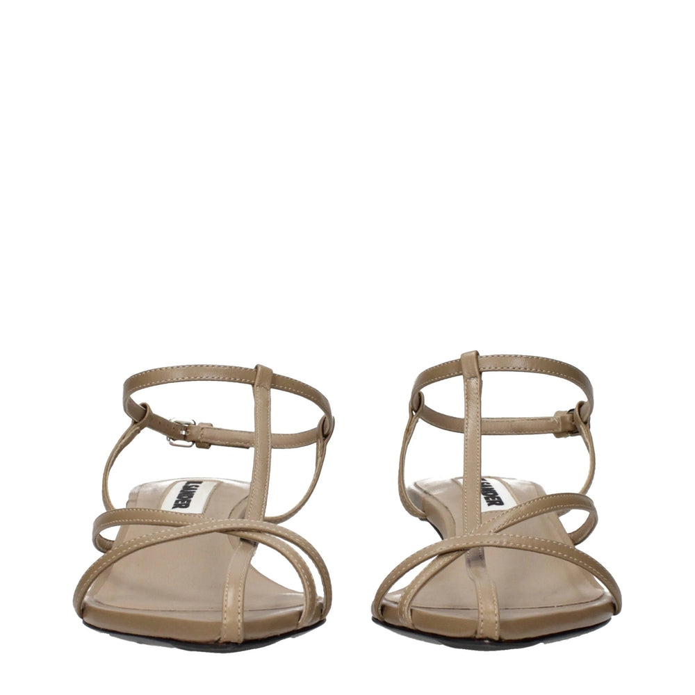 Jil Sander Beige Leather Flat Sandals - EU35/US5