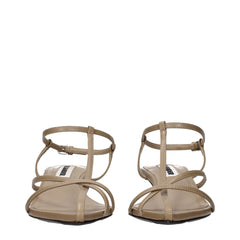 Jil Sander Beige Leather Flat Sandals - EU35/US5