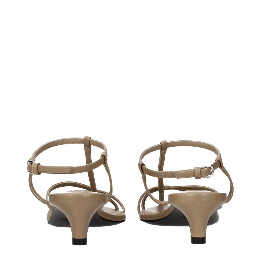 Jil Sander Beige Leather Flat Sandals - EU35/US5