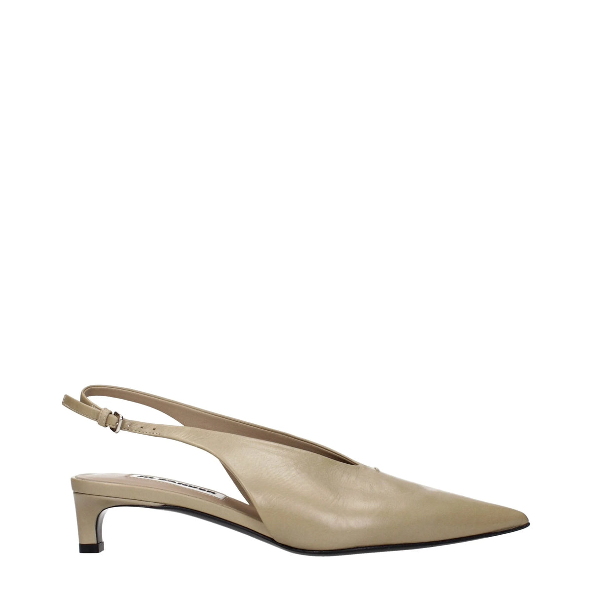 Jil Sander Beige Leather Mid Heel Pumps - EU35/US5