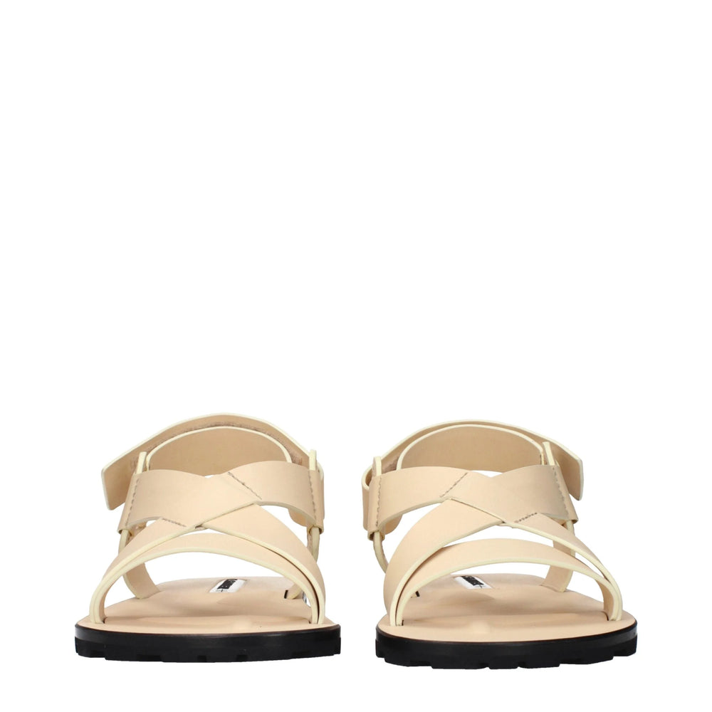 Jil Sander Beige Leather Strap-On Sandals