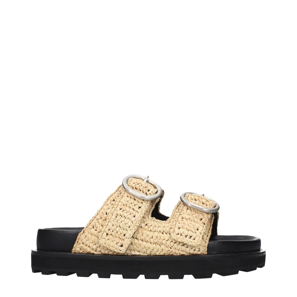 Jil Sander Hausschuhe aus beigem Raffia