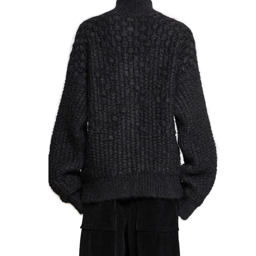 Jil Sander Black Alpaca Leather Cardigan - IT52 | XL