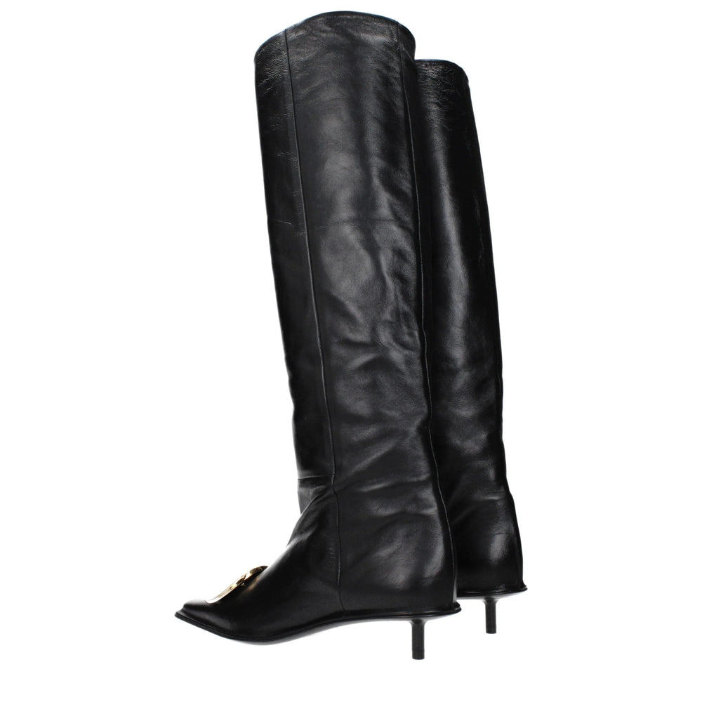 Jil Sander Black Leather Ankle Boots