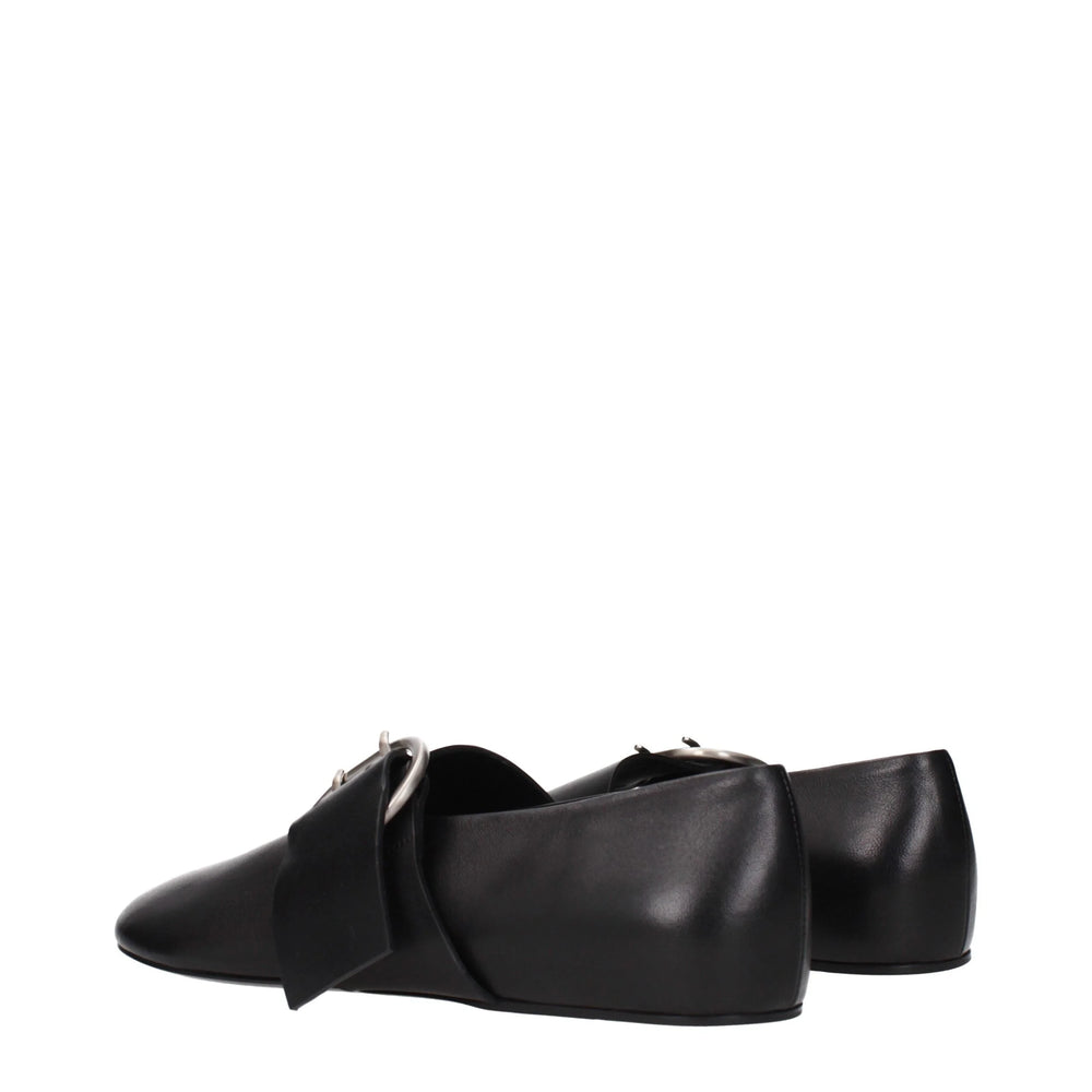 Jil Sander Black Leather Ballet Flats