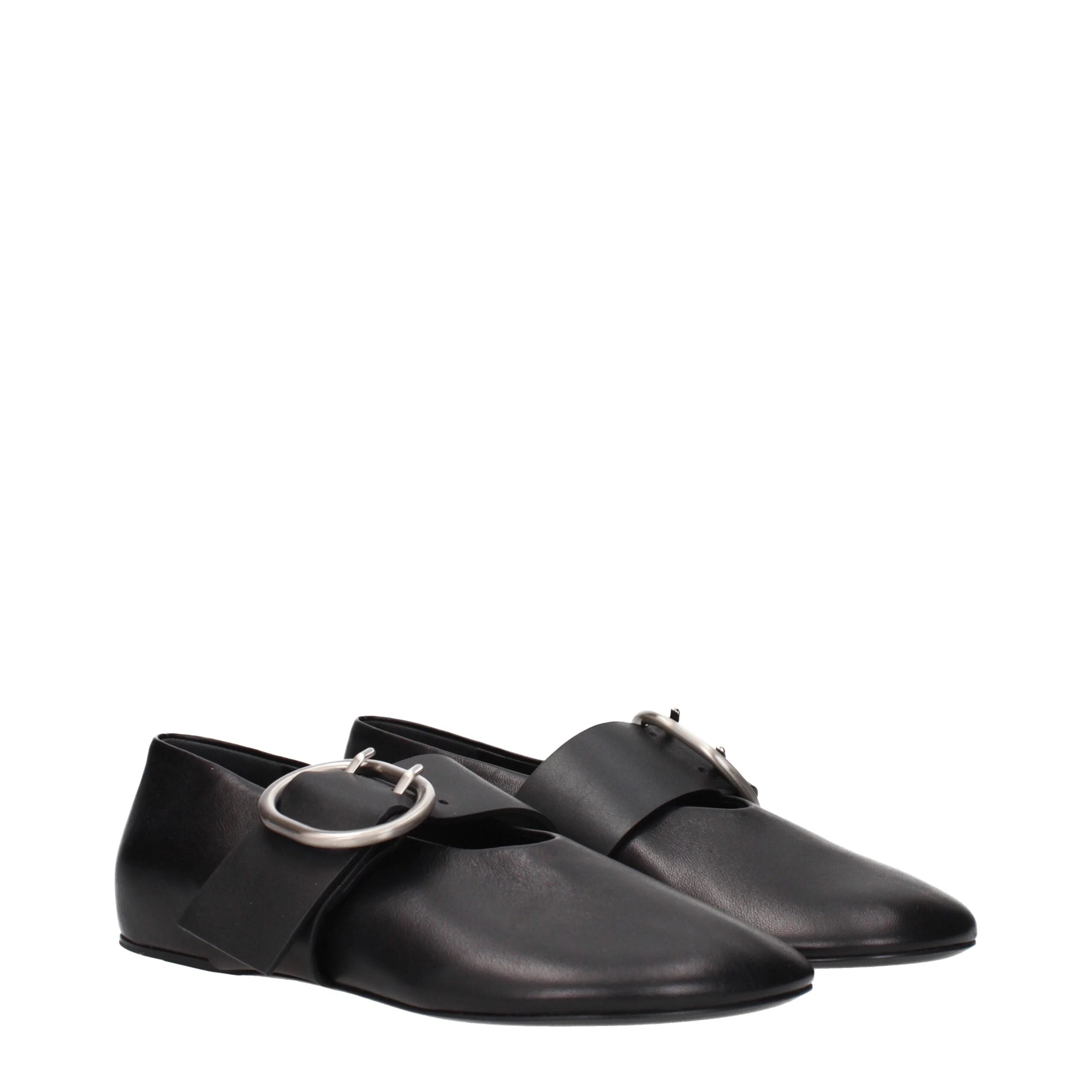 Jil Sander Black Leather Ballet Flats