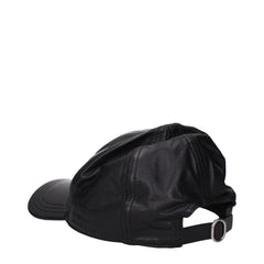Jil Sander Black Leather Caps (Baseball Hat)