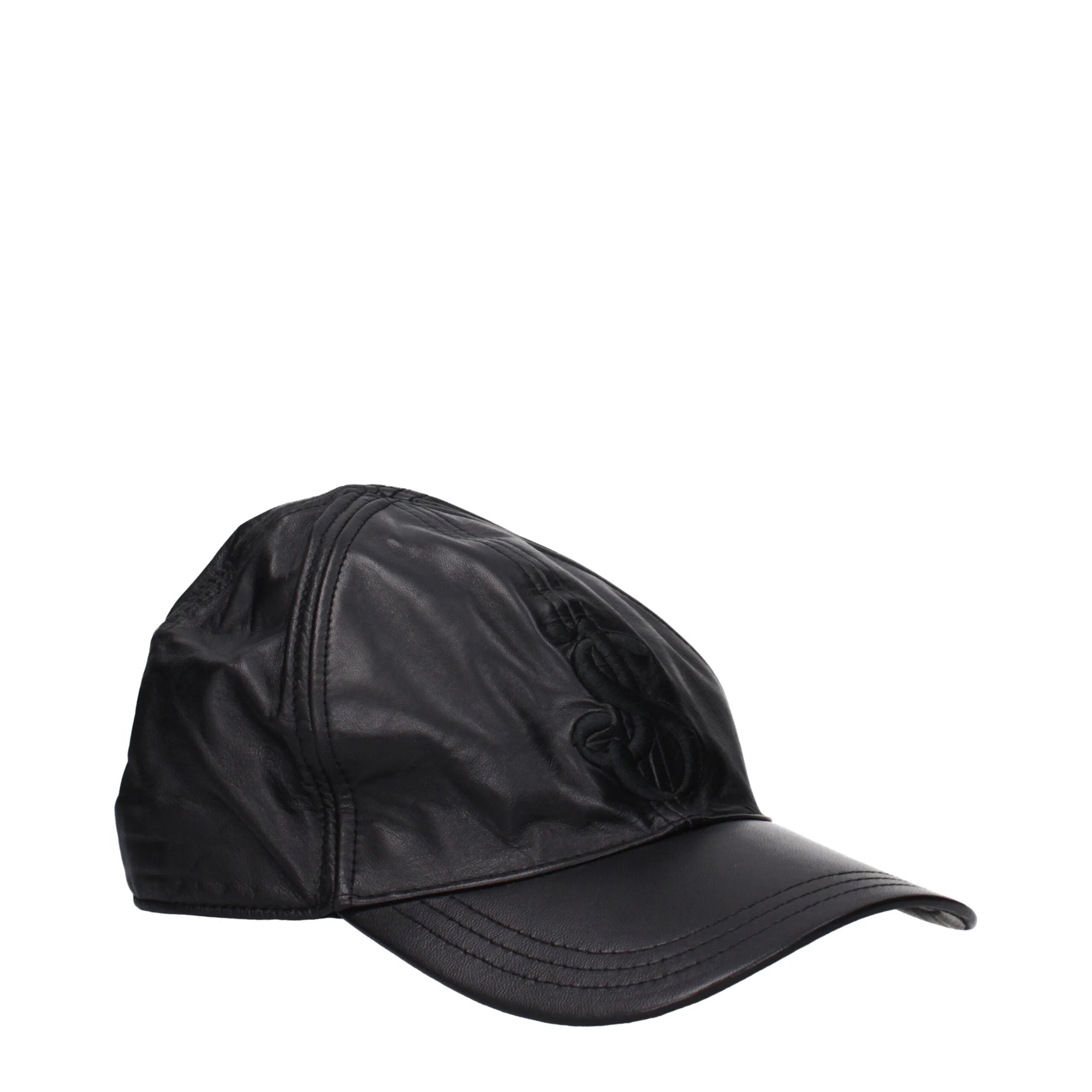 Jil Sander Black Leather Caps (Baseball Hat)