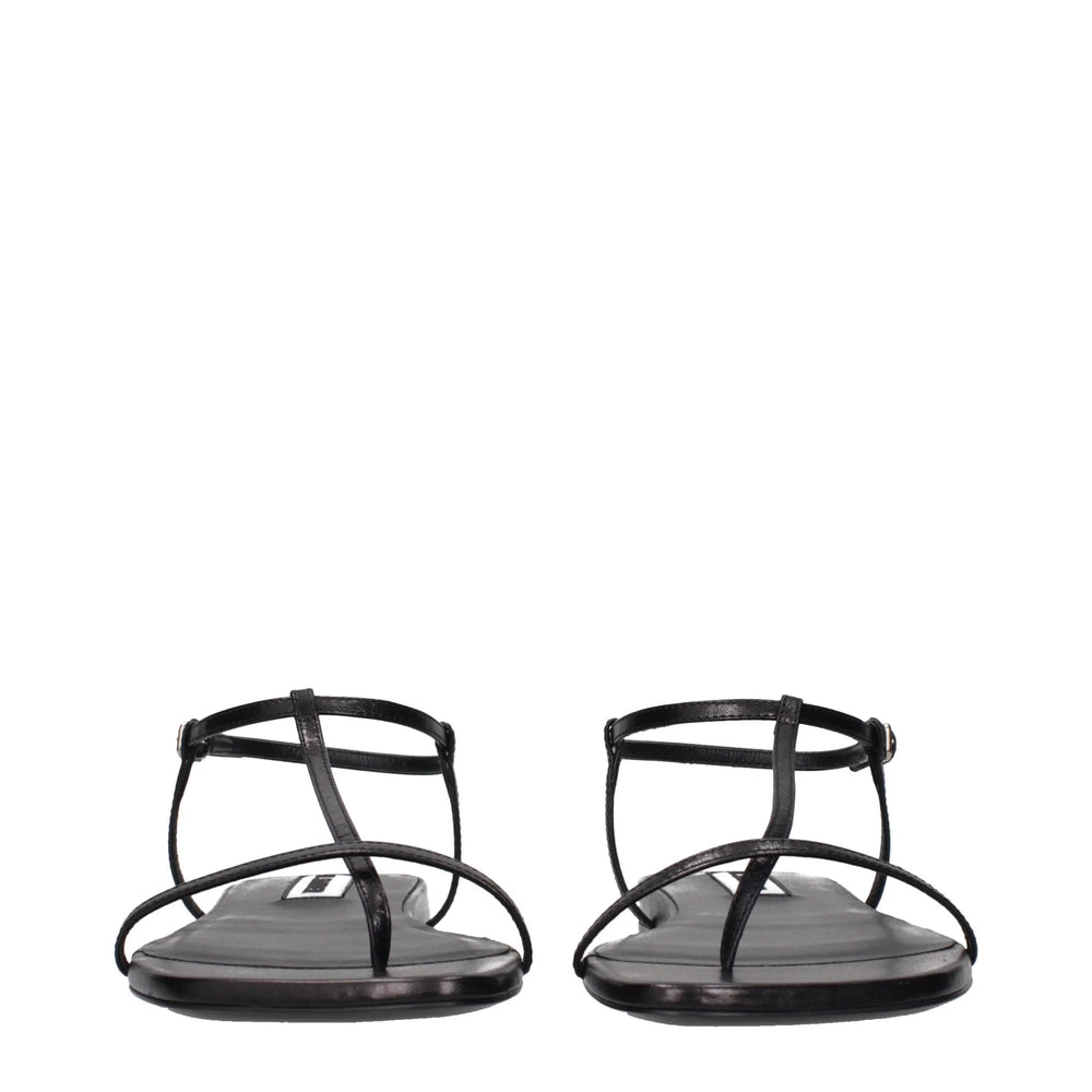 Jil Sander Black Leather Flip-Flop Sandals