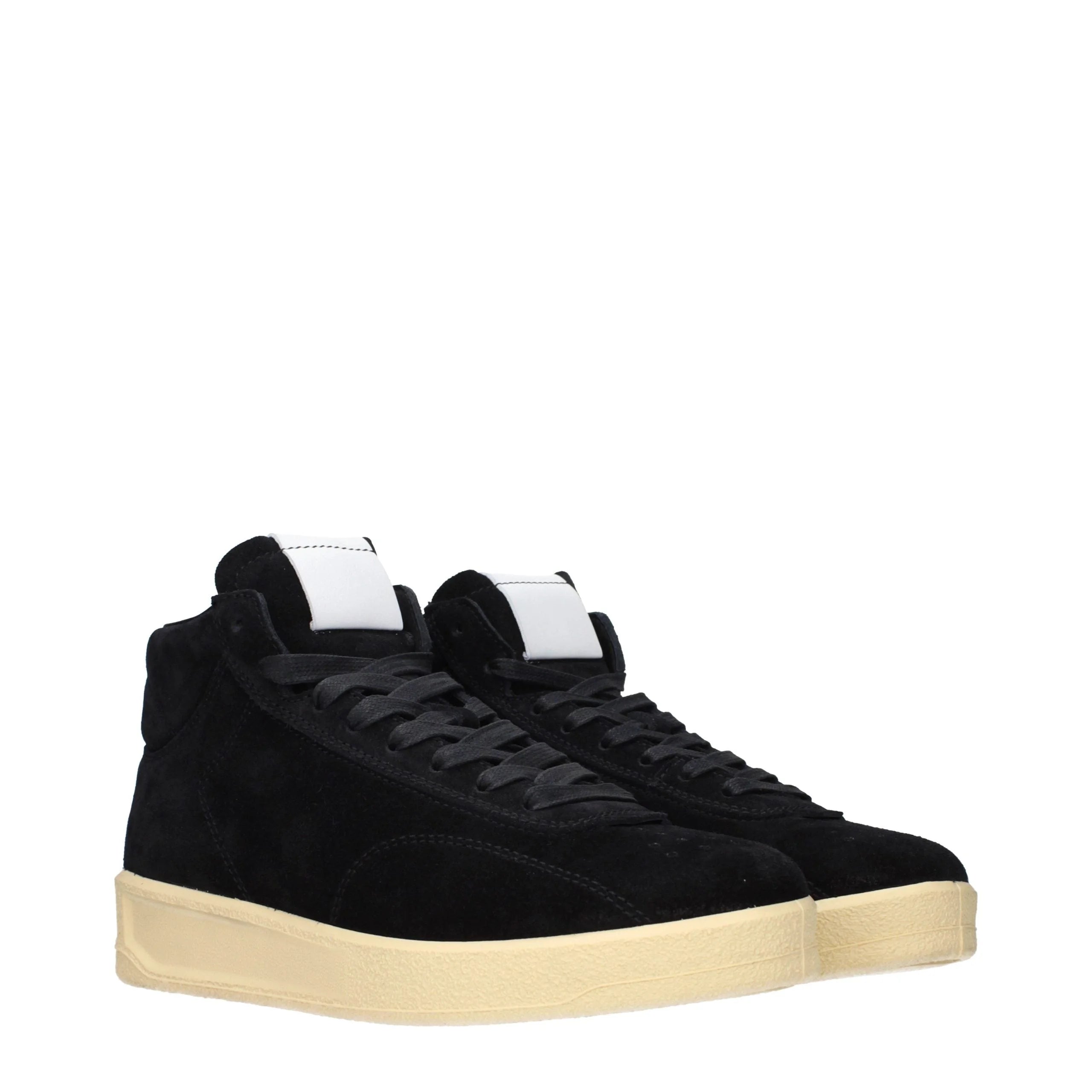 Jil Sander Black Leather High Top Sneakers