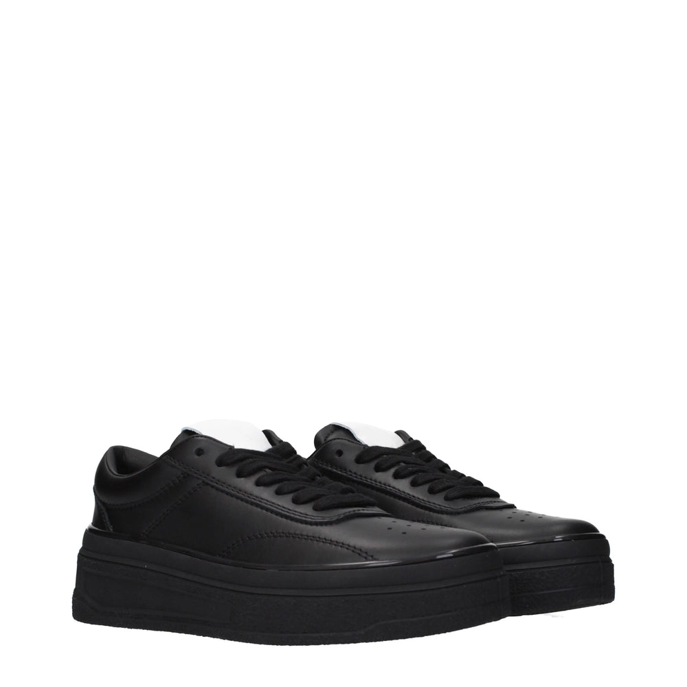 Jil Sander Black Leather Platform Sneakers