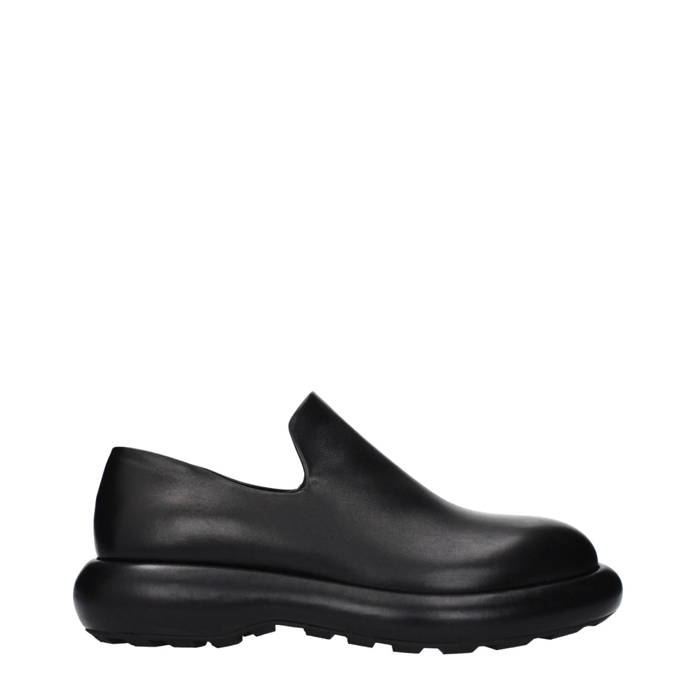 Jil Sander Black Leather Slip-On Loafers