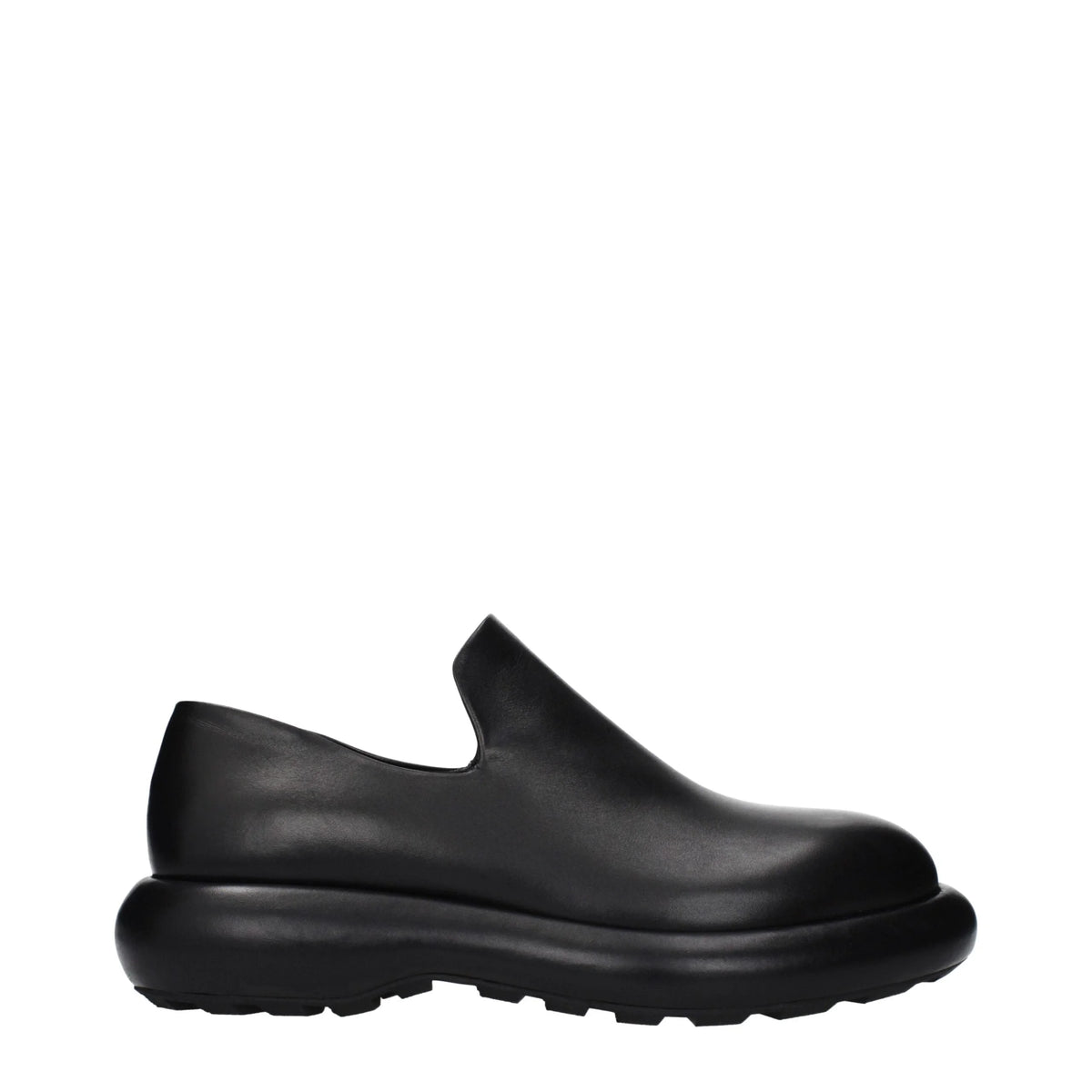 Jil Sander Black Leather Slip-On Loafers