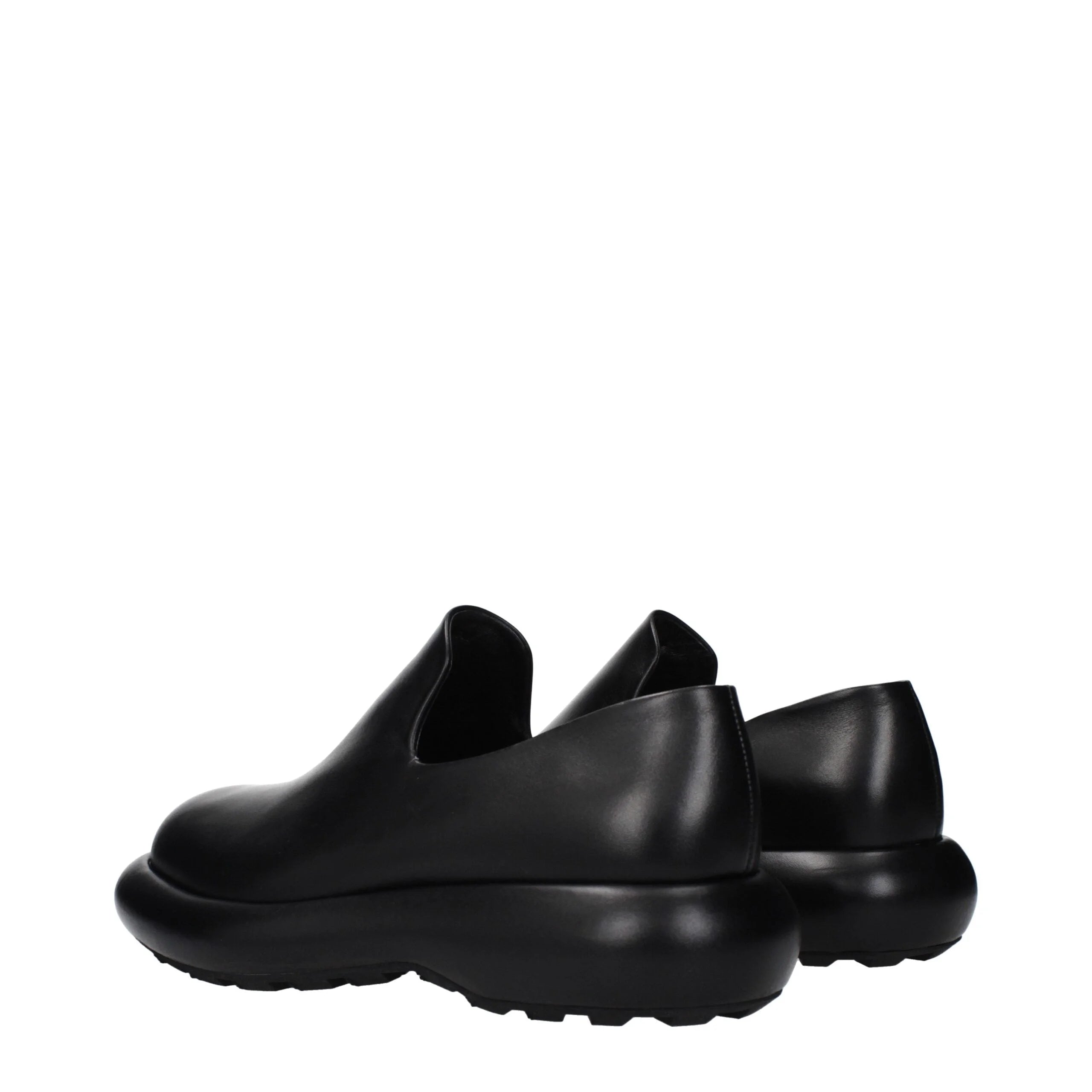 Jil Sander Black Leather Slip-On Loafers