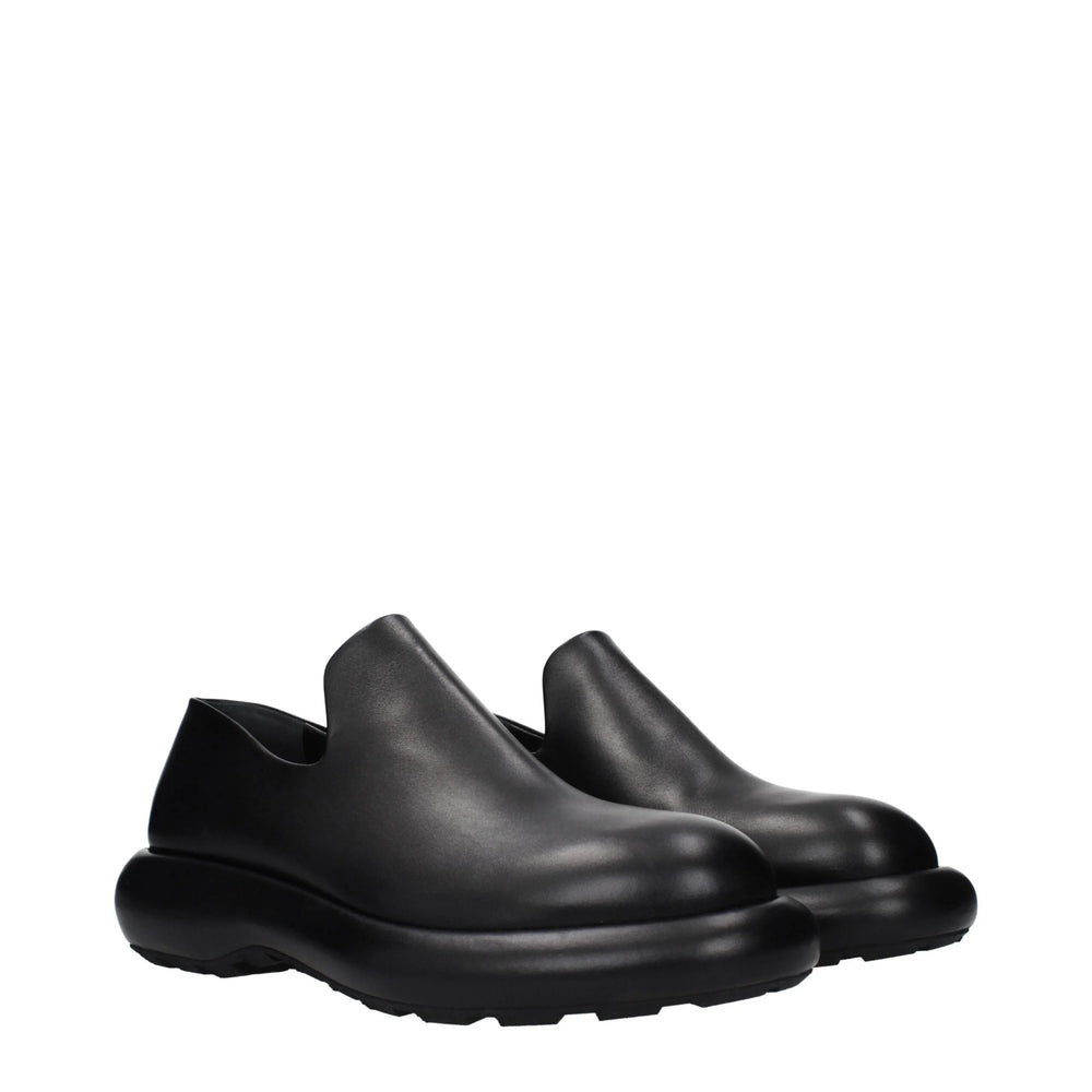 Jil Sander Black Leather Slip-On Loafers